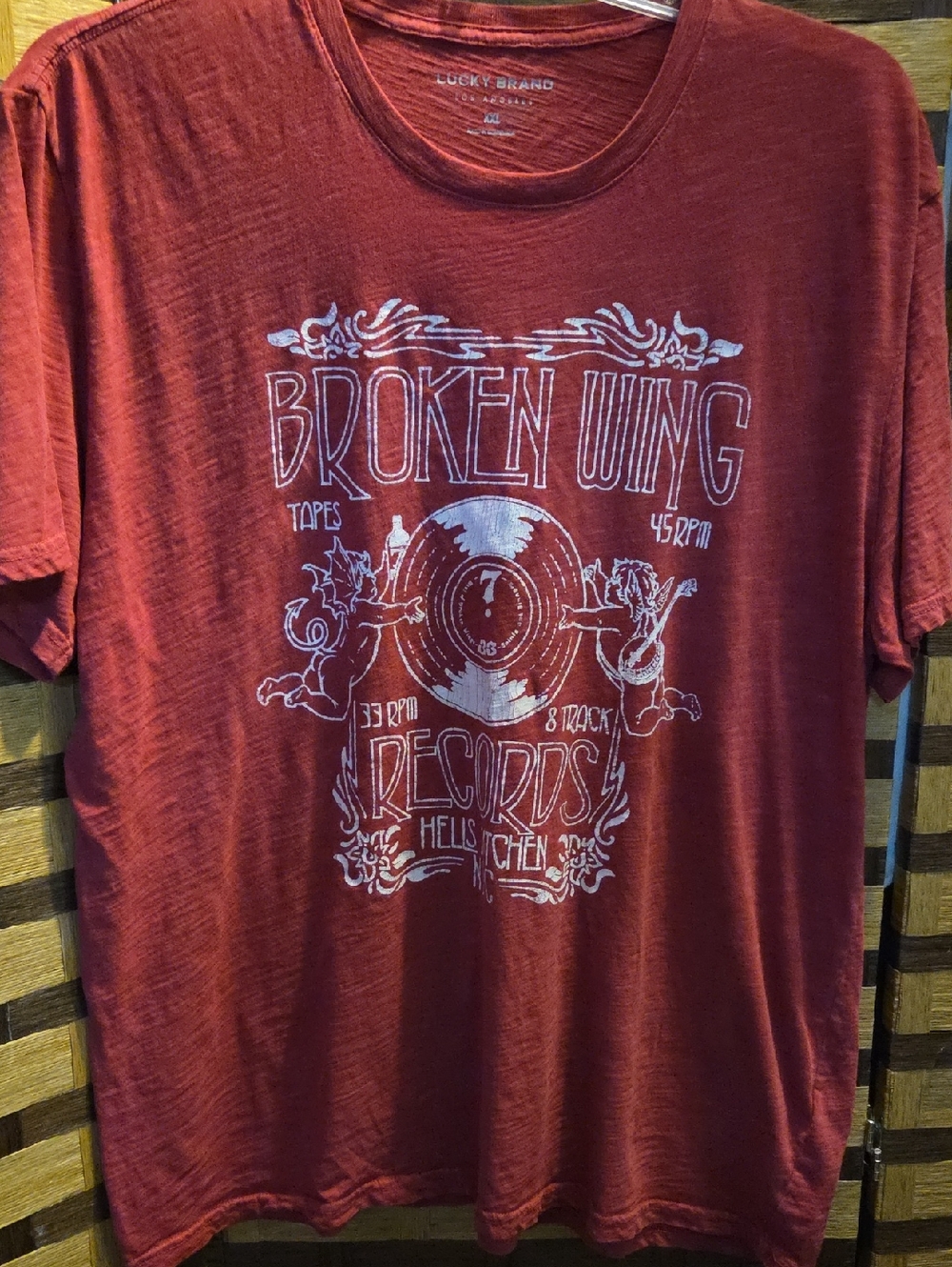 Lucky Brand Men’s Broken Wing Records Graphic T‑Shirt - Red